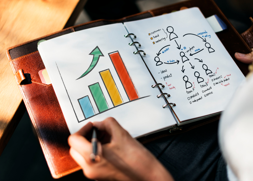 Woman writing planning business strategy 1